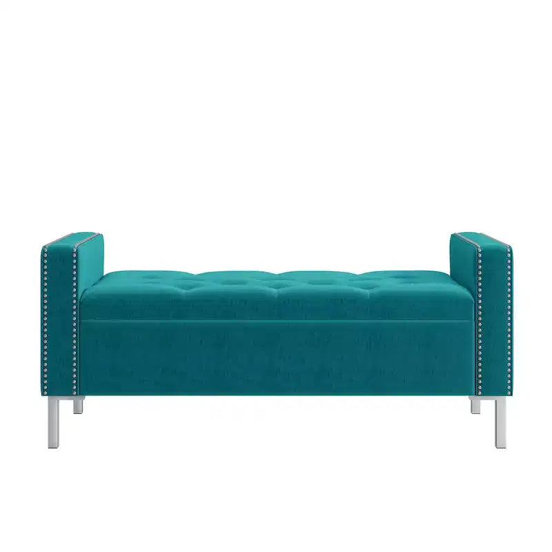 HL Home Furnishings, Pouf de rangement capitonné à accoudoirs carrés