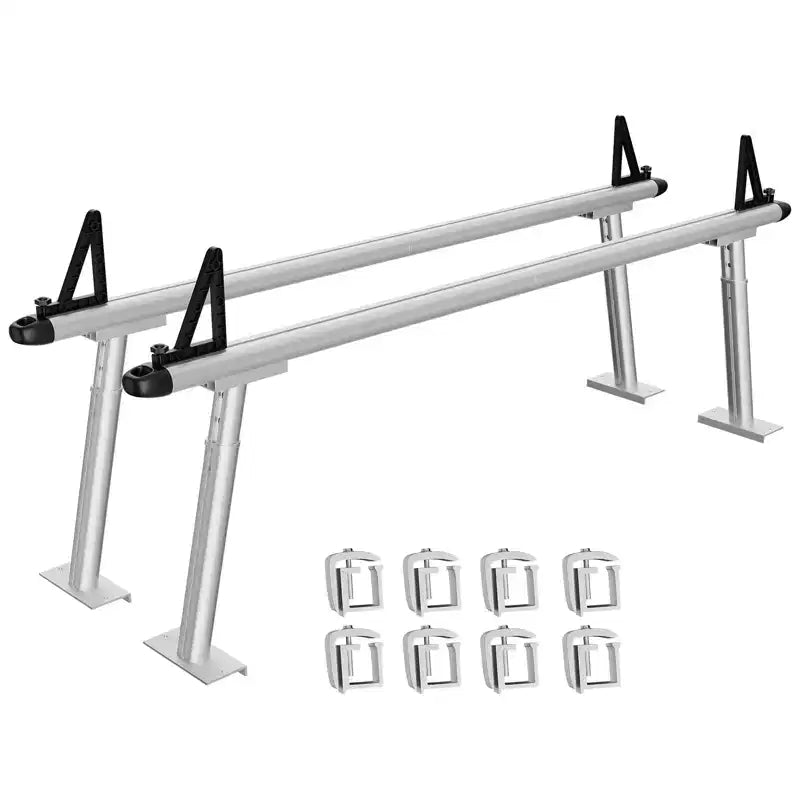 Support de Camion Porte-Échelle - 71 po Aluminium Capacité 800lb, Brides en C Sans Perçage, Ajustement Universel pour Benne de Pickup, Revêtement Poudre