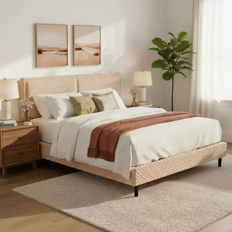 Christopher Knight Home Cassandra Modern Plush Upholstered Bed with Headboard