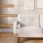 Acekool Canapé 2 places moderne du milieu du siècle 65, Canapé en lin à assise profonde pour salon, chambre à coucher, petit espace, Beige