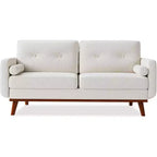 Acekool Canapé 2 places moderne du milieu du siècle 65, Canapé en lin à assise profonde pour salon, chambre à coucher, petit espace, Beige