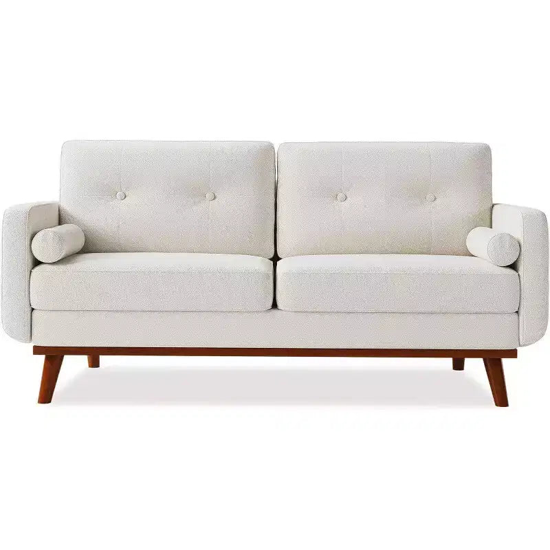 Acekool Canapé 2 places moderne du milieu du siècle 65, Canapé en lin à assise profonde pour salon, chambre à coucher, petit espace, Beige