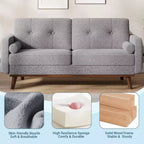 Acekool Canapé 2 places moderne du milieu du siècle 65, Canapé en lin à assise profonde pour salon, chambre à coucher, petit espace, Beige