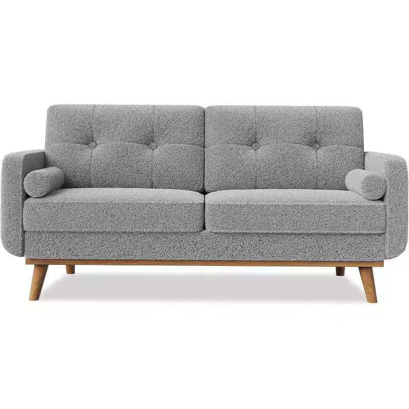 Acekool Canapé 2 places moderne du milieu du siècle 65, Canapé en lin à assise profonde pour salon, chambre à coucher, petit espace, Beige