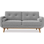 Acekool Canapé 2 places moderne du milieu du siècle 65, Canapé en lin à assise profonde pour salon, chambre à coucher, petit espace, Beige