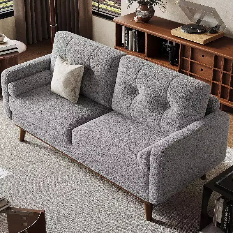 Acekool 65 Mid Century Modern Loveseat, Deep Seat Linen Sofa Couch for Living Room, Bedroom, Small Space, 2-Seater, Beige