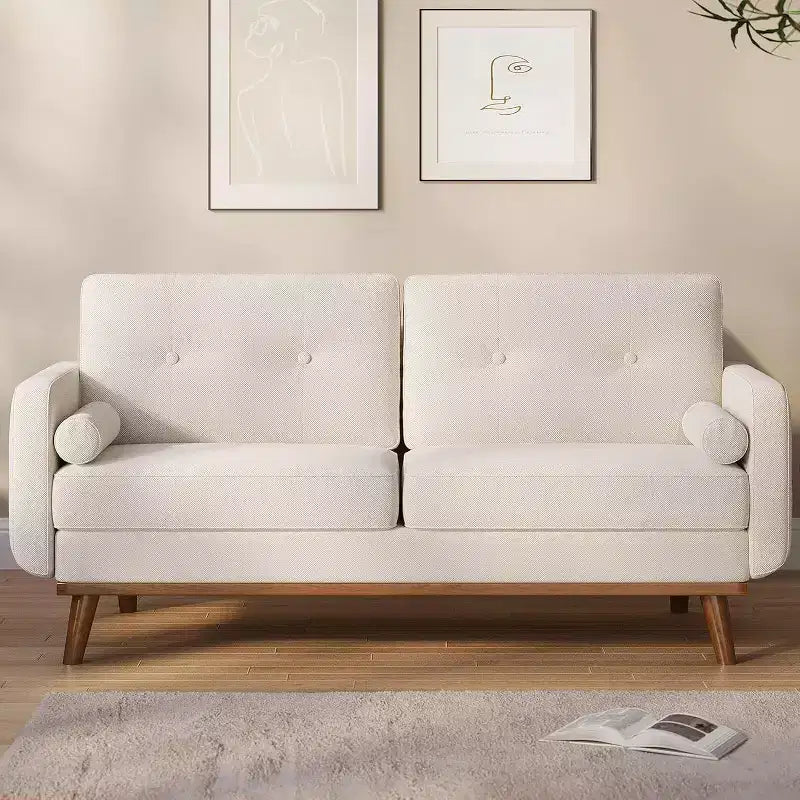 Acekool Canapé 2 places moderne du milieu du siècle 65, Canapé en lin à assise profonde pour salon, chambre à coucher, petit espace, Beige