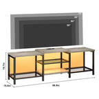 Meuble TV pour téléviseurs jusqu'à 75 pouces, meuble de divertissement de 170 cm avec prise de courant, console multimédia TV avec étagères de rangement ouvertes à 3 niveaux pour salon