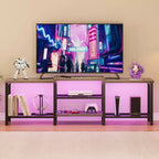 Meuble TV pour téléviseurs jusqu'à 75 pouces, meuble de divertissement de 170 cm avec prise de courant, console multimédia TV avec étagères de rangement ouvertes à 3 niveaux pour salon