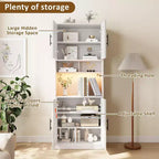 Meuble de rangement de cuisine de 71", Armoire de cuisine haute avec lumières LED, Meuble de cuisine autoportant avec étagère pour micro-ondes, pour salle à manger, salle de bain, salon