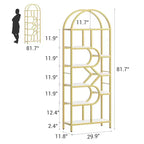 Bibliothèque arquée à 6 niveaux, étagère géométrique pour la maison et le bureau -, bibliothèque moderne en bois et métal avec une capacité de 15,9 kg/étagère, étagère de rangement ouverte pour la chambre