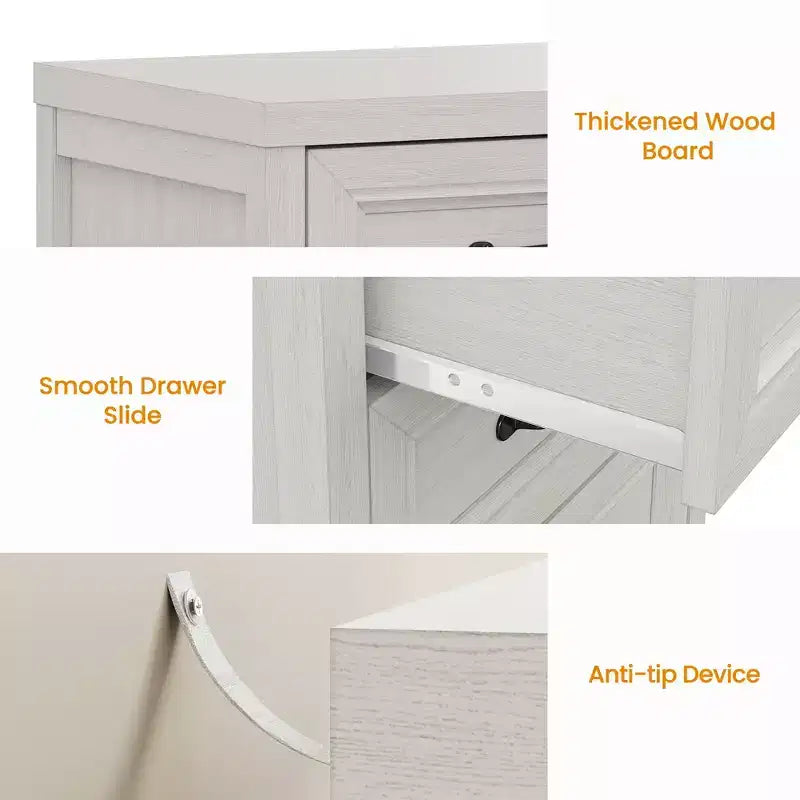 Commode à 3 tiroirs, commode moderne en bois avec façade de tiroir à panneaux surélevés, commode d'appoint pour chambre à coucher, salon, entrée