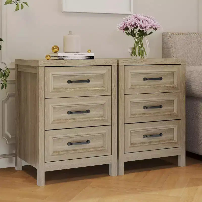 Commode à 3 tiroirs, commode moderne en bois avec façade de tiroir à panneaux surélevés, commode d'appoint pour chambre à coucher, salon, entrée