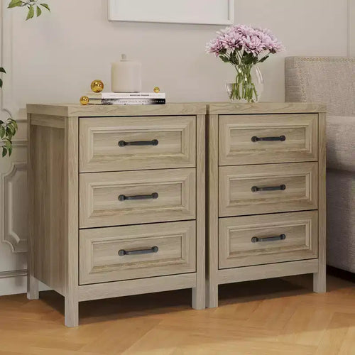 Commode à 3 tiroirs, commode moderne en bois avec façade de tiroir à panneaux surélevés, commode d'appoint pour chambre à coucher, salon, entrée