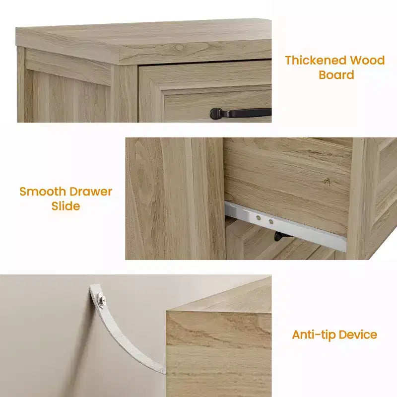 Commode à 3 tiroirs, commode moderne en bois avec façade de tiroir à panneaux surélevés, commode d'appoint pour chambre à coucher, salon, entrée