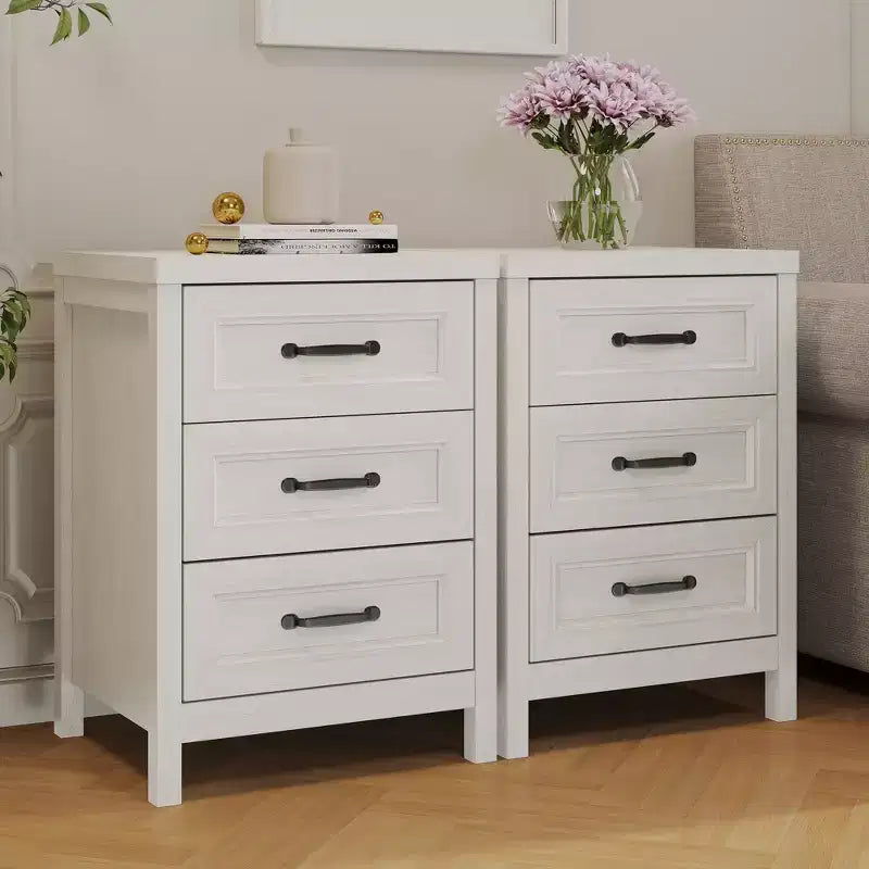 Commode à 3 tiroirs, commode moderne en bois avec façade de tiroir à panneaux surélevés, commode d'appoint pour chambre à coucher, salon, entrée