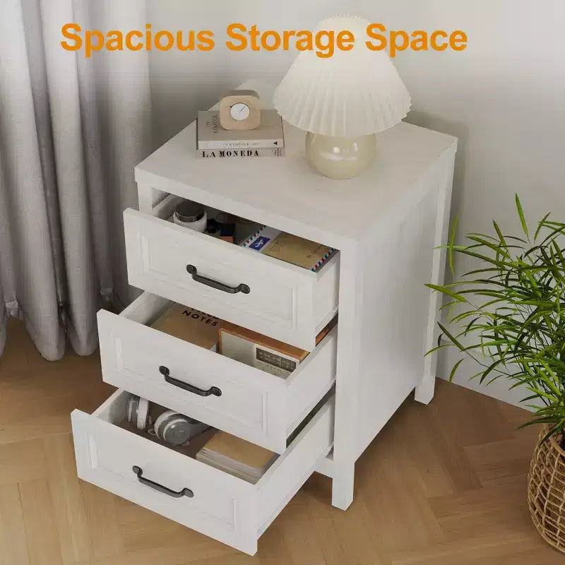 Commode à 3 tiroirs, commode moderne en bois avec façade de tiroir à panneaux surélevés, commode d'appoint pour chambre à coucher, salon, entrée