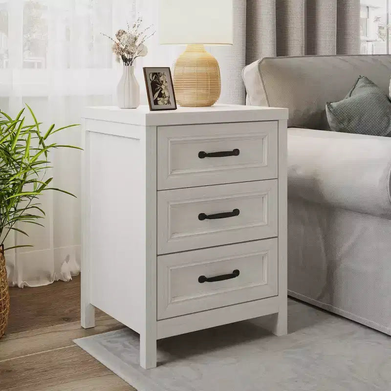 Commode à 3 tiroirs, commode moderne en bois avec façade de tiroir à panneaux surélevés, commode d'appoint pour chambre à coucher, salon, entrée