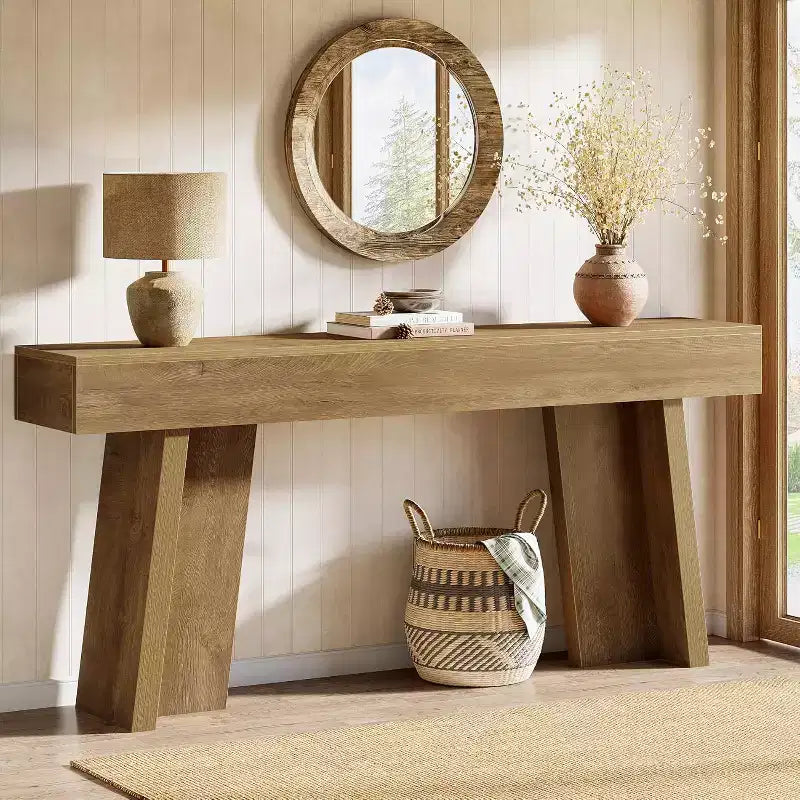 Lantine Table Console Longue 180 cm, Table d'Entrée Étroite Style Ferme Derrière le Canapé pour Salon, Couloir, Entrée, Foyer