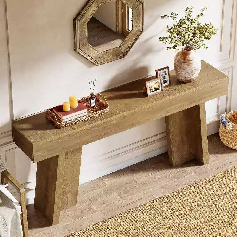 Lantine Table Console Longue 180 cm, Table d'Entrée Étroite Style Ferme Derrière le Canapé pour Salon, Couloir, Entrée, Foyer