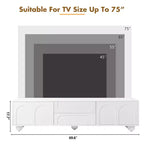 Meuble TV minimaliste CLIHOME pour téléviseurs jusqu'à 75 pouces, console multimédia avec dispositif de rebond, meuble TV avec portes cintrées et 2 tiroirs