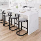 Tabourets de bar hauteur comptoir, tabourets de bar de cuisine sans accoudoirs, chaises de pub modernes avec revêtement et pieds en métal, lot de 2