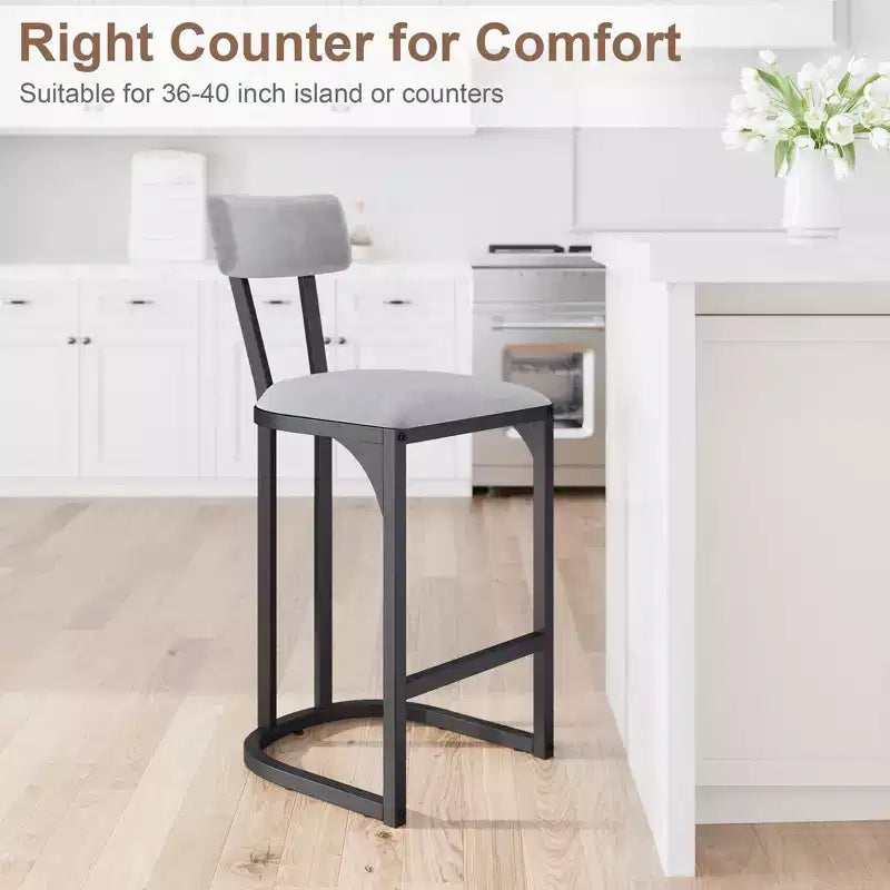 Tabourets de bar hauteur comptoir, tabourets de bar de cuisine sans accoudoirs, chaises de pub modernes avec revêtement et pieds en métal, lot de 2