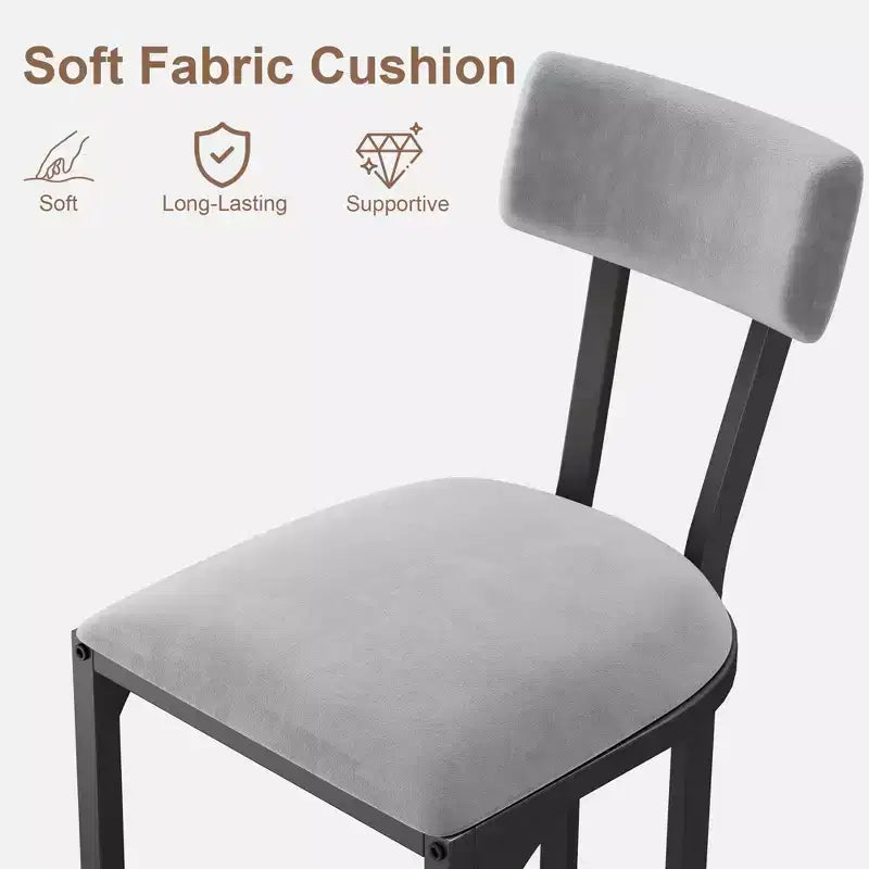 Tabourets de bar hauteur comptoir, tabourets de bar de cuisine sans accoudoirs, chaises de pub modernes avec revêtement et pieds en métal, lot de 2