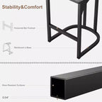 Tabourets de bar hauteur comptoir, tabourets de bar de cuisine sans accoudoirs, chaises de pub modernes avec revêtement et pieds en métal, lot de 2