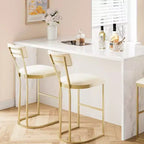Tabourets de bar hauteur comptoir, tabourets de bar de cuisine sans accoudoirs, chaises de pub modernes avec revêtement et pieds en métal, lot de 2