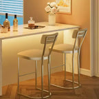 Tabourets de bar hauteur comptoir, tabourets de bar de cuisine sans accoudoirs, chaises de pub modernes avec revêtement et pieds en métal, lot de 2