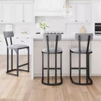 Tabourets de bar hauteur comptoir, tabourets de bar de cuisine sans accoudoirs, chaises de pub modernes avec revêtement et pieds en métal, lot de 2