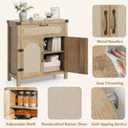 Buffet en rotin avec rangement, Armoire de rangement d'appoint de cuisine de ferme avec tiroir