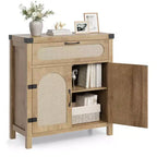 Buffet en rotin avec rangement, Armoire de rangement d'appoint de cuisine de ferme avec tiroir