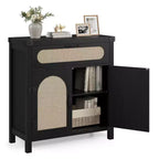 Buffet en rotin avec rangement, Armoire de rangement d'appoint de cuisine de ferme avec tiroir