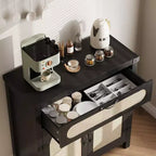Buffet en rotin avec rangement, Armoire de rangement d'appoint de cuisine de ferme avec tiroir