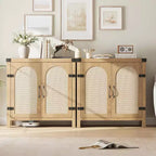 Buffets bahuts en rotin avec rangement, meuble de rangement d'appoint style ferme pour salle à manger, salon