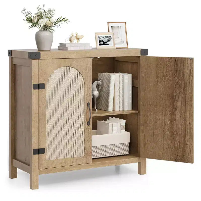 Buffets bahuts en rotin avec rangement, meuble de rangement d'appoint style ferme pour salle à manger, salon