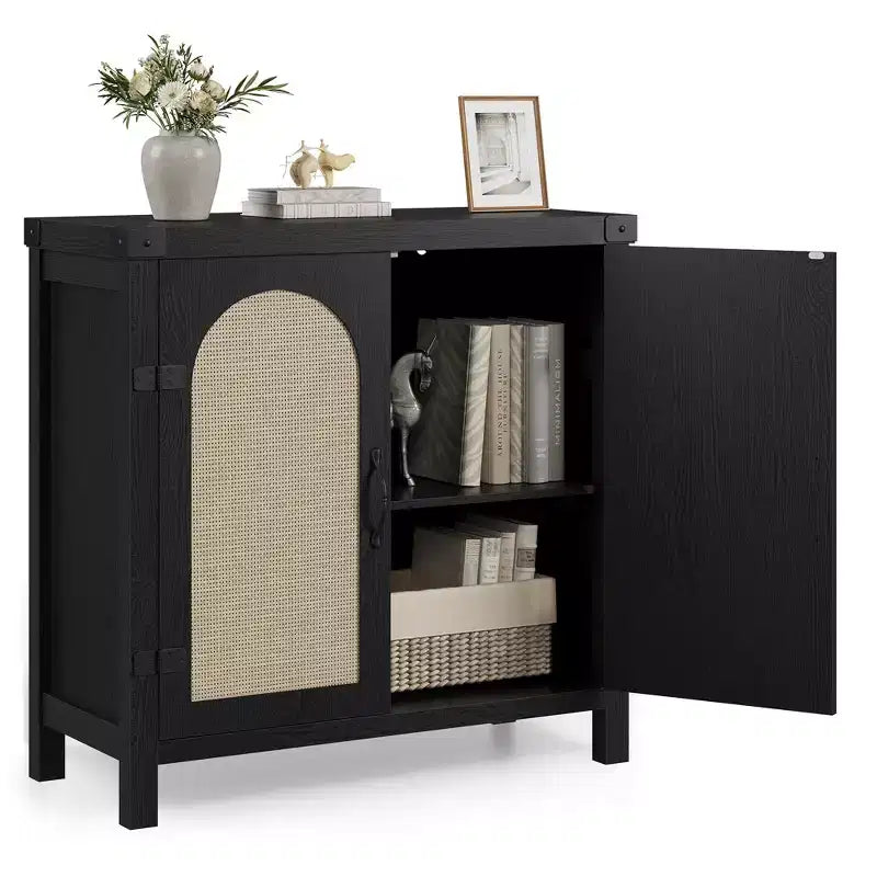 Buffets bahuts en rotin avec rangement, meuble de rangement d'appoint style ferme pour salle à manger, salon