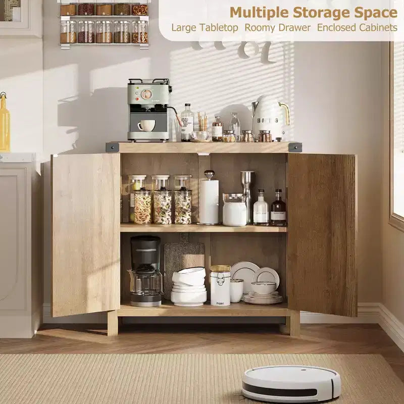 Buffets bahuts en rotin avec rangement, meuble de rangement d'appoint style ferme pour salle à manger, salon
