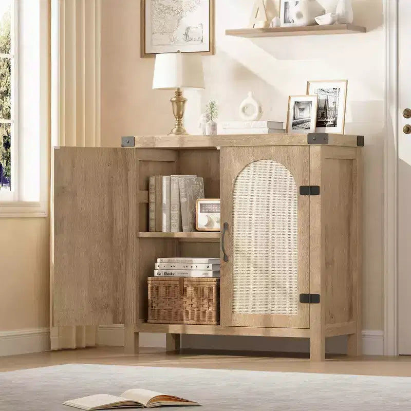 Buffets bahuts en rotin avec rangement, meuble de rangement d'appoint style ferme pour salle à manger, salon