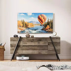 Meuble TV pour téléviseur de 65 pouces, meuble de divertissement avec étagère réglable, 2 tiroirs, console TV, console multimédia, pieds en métal en forme de U