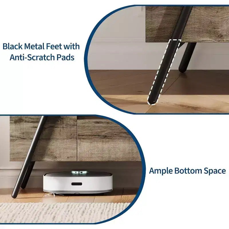 Meuble TV pour téléviseur de 65 pouces, meuble de divertissement avec étagère réglable, 2 tiroirs, console TV, console multimédia, pieds en métal en forme de U