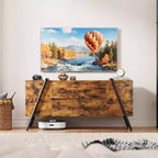 Meuble TV pour téléviseur de 65 pouces, meuble de divertissement avec étagère réglable, 2 tiroirs, console TV, console multimédia, pieds en métal en forme de U