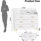 Commode à 6 tiroirs avec station de charge - Armoire de rangement autonome pour chambre à coucher et salon