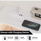 Commode à 6 tiroirs avec station de charge - Armoire de rangement autonome pour chambre à coucher et salon