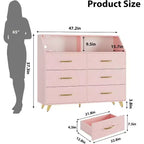 Commode à 6 tiroirs avec station de charge - Armoire de rangement autonome pour chambre à coucher et salon