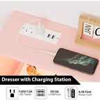 Commode à 6 tiroirs avec station de charge - Armoire de rangement autonome pour chambre à coucher et salon