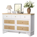 Commode de chambre à 7 tiroirs, Commode double à 7 tiroirs, Commode en bois de 120 cm de large