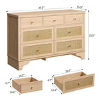 Commode de chambre à 7 tiroirs, Commode double à 7 tiroirs, Commode en bois de 120 cm de large